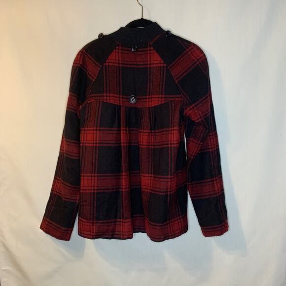 Kimchi Blue Tartan Plaid Coat in Red and Black - Picture 3 of 5